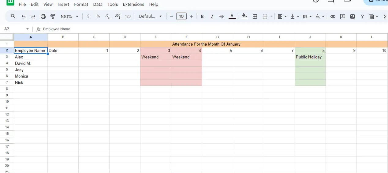 how to manage attendance of employees in excel - Workstatus